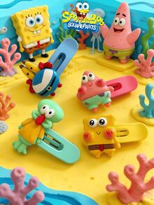 SpongeBob SquarePants Kẹp tóc liền mạch hình chữ cái nhân vật hoạt hình, không để lại vết hằn trên tóc, thích hợp để gội đầu, trang điểm, chăm sóc da và sử dụng hàng ngày, một lựa chọn quà tặng; Patrick, Squidward và Mr. Krabs, có các màu vàng, hồng, xanh dương và xanh lá cây, một món quà tuyệt vời. - Xem 2
