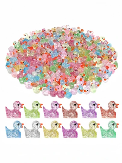 20/30/50/100 piezas Mini decoraciones de pato de resina con brillo, figuras de animales de plástico para casa de juguete, paisaje micro, decoración de acuario, regalo de cumpleaños y graduación, decoración del hogar, decoración de habitación, decoración interior