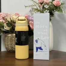 1PCS NEW Insulated Stainless Steel Water Bottle With Straw, Sports Water Bottle, Great For Travel, 24oz/32oz - 黃色 - 查看 2