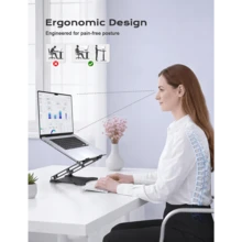 Adjustable Laptop Stand For Desk, Metal Foldable Laptop Riser, Ventilated Cooling Lectern, Ergonominc Computer Notebook Stand For Desk Compatible With 10-15.6" Laptops - 經典黑色 - 查看 3