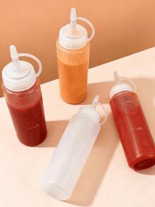 1pc 240ml Refillable Squeeze Bottle With Measurement Markings, Kitchen Condiment Bottle, Salad Dressing Dispenser, Sauce Squeezer Bottle, Plastic Cooking Squeeze Bottle, Soy Sauce Bottle, Spice Container, Commercial Use - Multicolor - View 2