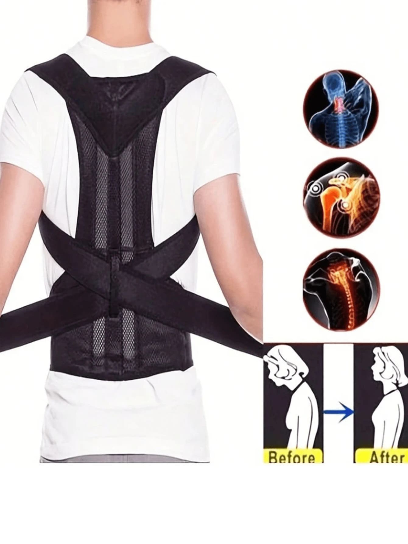 Đai chỉnh tư thế, đai chỉnh tư thế vai, đai hỗ trợ toàn thân có thể điều chỉnh, giảm đau lưng trên và lưng dưới - hỗ trợ điều trị vẹo cột sống, gù lưng, chỉnh hình ngực, thích hợp cho tập luyện tại nhà, thể thao và đi bộ, đai định hình eo và đai thể thao, dành cho thanh thiếu niên và học sinh để chỉnh sửa gù lưng, đai chỉnh hình, đai hỗ trợ lưng, đai hỗ trợ lưng có thể điều chỉnh, đai lưng thoáng khí, hỗ trợ lưng, cổ và vai, đai tiện dụng.
