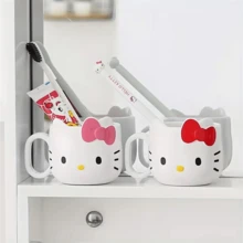 SANRIO 1/Hello Kitty浴室化妆杯 - 可爱粉色蝴蝶结淋浴杯，精致浴室装饰，耐用塑料杯，适合青少年和女士 - 生日或情人节礼物，浴室装饰，粉丝周边，家居装饰，可爱风格，结构坚固，收藏品，可爱爱好者必备，母亲节，旅行配件，节日派对，婚礼 - 卡通 - 查看 5