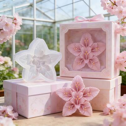 1个百合花3D硅胶模具，可用于DIY蜡烛制作、家居装饰、花卉主题派对装饰，也是送给妈妈的礼物。