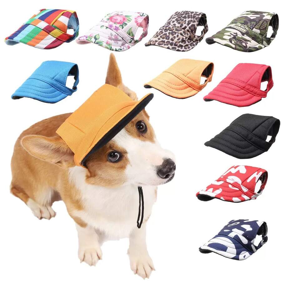 1 pieza Sombrero transpirable con protección solar para mascotas, gorra para perros con protección solar para exteriores en verano - Multicolor - Ver 1