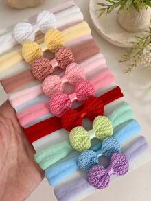 Kit com 9 Faixas de Cabelo para Bebê, Laço em Crochê em Meia de Seda - Multicolorido - Visão 1