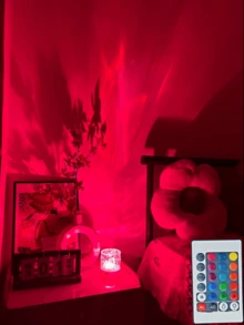 1pc Water Wave Projection Lamp, With Touch/Remote Control, 16 Dynamic Colors, USB Powered, Glass Art Decor Lamp, Suitable For Bedroom, Living Room, Office And Party Decoration | Perfect Gift For Teenagers | LED Projection Lamp - Multicolor - View 3