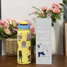 24Oz/32Oz Stainless Steel Water Bottle With Straw For Sports, Travel, And School Sports Water Bottle, Keeps Water Warm For Over 24 Hours, Sealable, Portable, Flip Top, Ideal For Hot And Cold Beverages, Coffee, And Frozen Drinks - 動物派對 - 查看 4