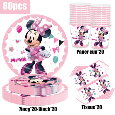 Disney Bộ đồ dùng ăn uống dùng một lần 80 món hình nhân vật hoạt hình, bao gồm 20 đĩa và cốc, phù hợp cho 20 trẻ em. Lý tưởng cho các bữa tiệc sinh nhật, Halloween và các buổi họp mặt gia đình. Thích hợp để trang trí sinh nhật và bày biện bàn ăn trong các dịp lễ, mang lại niềm vui cho công chúa nhỏ của bạn.