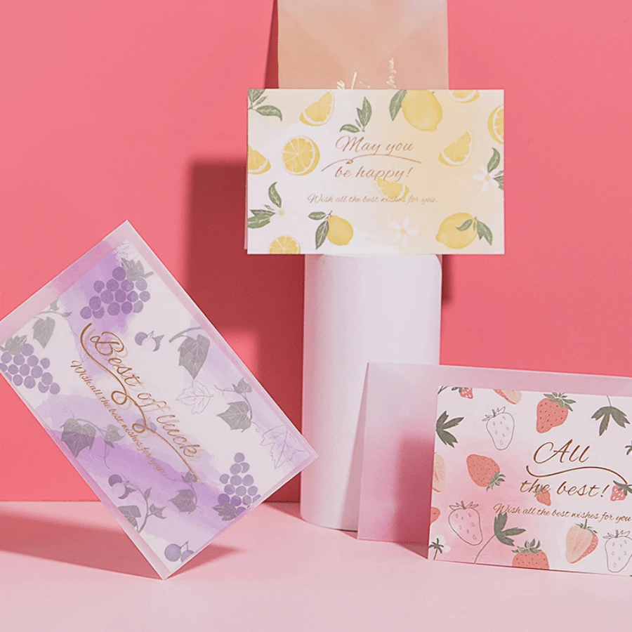 1张水果味“天空”系列可爱清新学生毕业生日贺卡，随机设计 - 彩色 - 查看 1