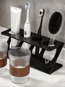 Electric Toothbrush Holder, 4-Slot Countertop Storage Rack, Sturdy Non-Slip Base, Strong And Compact To Save Space, Suitable For Toothpaste, Razor, Bathroom Vanity, Home, Dormitory, Apartment - Multicolor - View 8