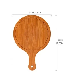 Khay gỗ tròn đựng pizza, đĩa phục vụ bằng tre dùng trong gia đình, thích hợp đựng thức ăn phương Tây, bánh mì, bít tết, sushi. - màu nâu - Xem 6