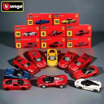 Burago 1:64 比例法拉利 SP3、LaFerrari、SF90、F40、F50、FXXK 合金压铸汽车模型，微型收藏玩具车，逼真展示品