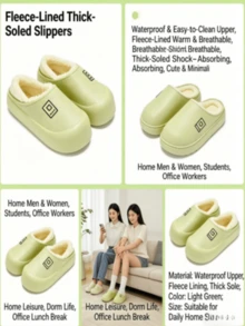 Unisex Comfortable Plush Slippers - Thick Non-Slip EVA Sole, Casual Plaid Design, Suitable For Indoor & Outdoor Wear In Winter, Indoor Slippers, Thick Sole, Soft Bottom, Outdoor Wear - Mint Green - View 3