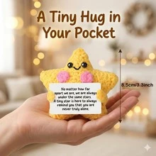 1pc Handmade Positive Little Star Doll For Kids, Lovely Plush Gift For Boys And Girls, Cute Yellow Star For Room Decor, Birthday Gift For Friends. - Multicolor - View 2
