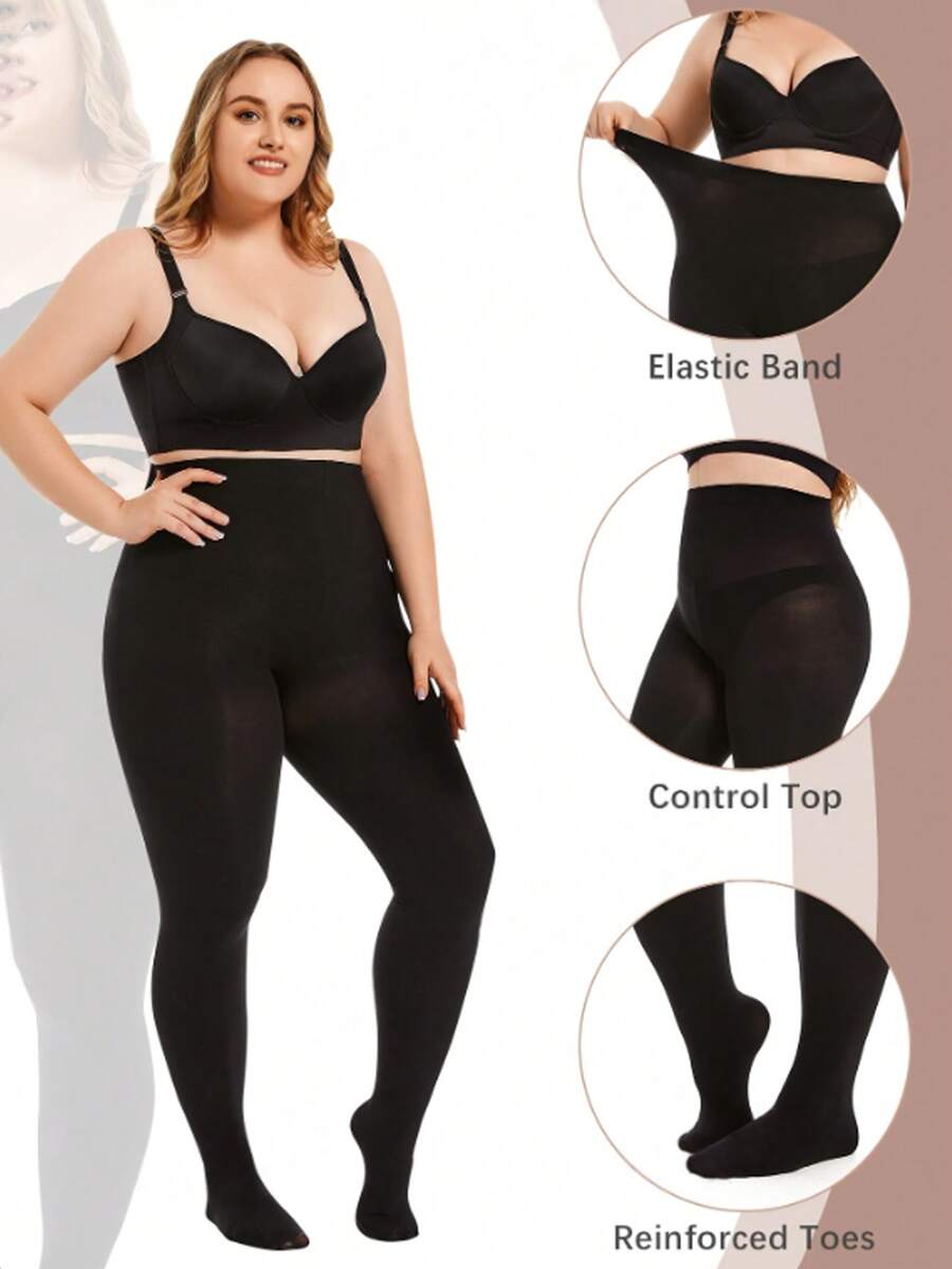 1条日常塑形打底裤 - 超弹力紧身裤，适合女性，修身剪裁，全天舒适穿着 - 黑色 - 查看 1