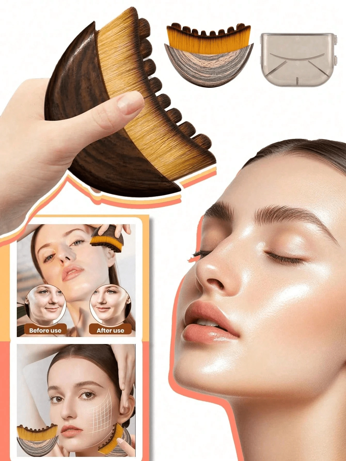 1. Bàn chải làm sạch hệ bạch huyết vùng mặt, Bàn chải làm sạch hệ bạch huyết vùng mặt, Máy mát xa làm sạch hệ bạch huyết khô, Thiết kế công thái học, Vừa vặn hoàn hảo với da, Bàn chải làm sạch hệ bạch huyết vùng mặt và toàn thân.