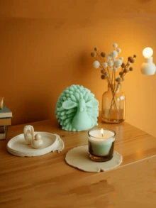 1pc 3D Fluffy Sheep Shaped Silicone Mold, DIY Handmade Fragrance Candle, Plaster, Diffuser Decor - A-White - View 3