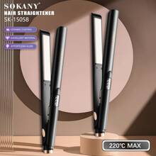 SOKANY 15058 Ceramic Hair Straightener, Dual-Purpose Styler For Straight Hair And Curly Hair, 50W Power, Fast Heating In 15 Seconds, 140-220℃ Negative Ion Anti-Frizz, Suitable For All Hair Types, Essential Supplies For Home/Travel And Other Scenes - EU F Type Plug(220-240V) - View 1