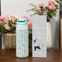 24Oz/32Oz Stainless Steel Water Bottle With Straw For Sports, Travel, And School Sports Water Bottle, Keeps Water Warm For Over 24 Hours, Sealable, Portable, Flip Top, Ideal For Hot And Cold Beverages, Coffee, And Frozen Drinks - Bữa tiệc Cherry - Xem 4