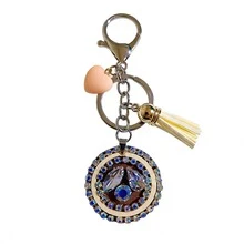 1pc Luxury Rhinestone Leather Geometric Shaped Bag Charm, Cute Heart Tassel Pendant, Fashionable Versatile Women Accessory, Backpack/Wallet Decor, Suitable As Gift For Friends - Beige - View 2