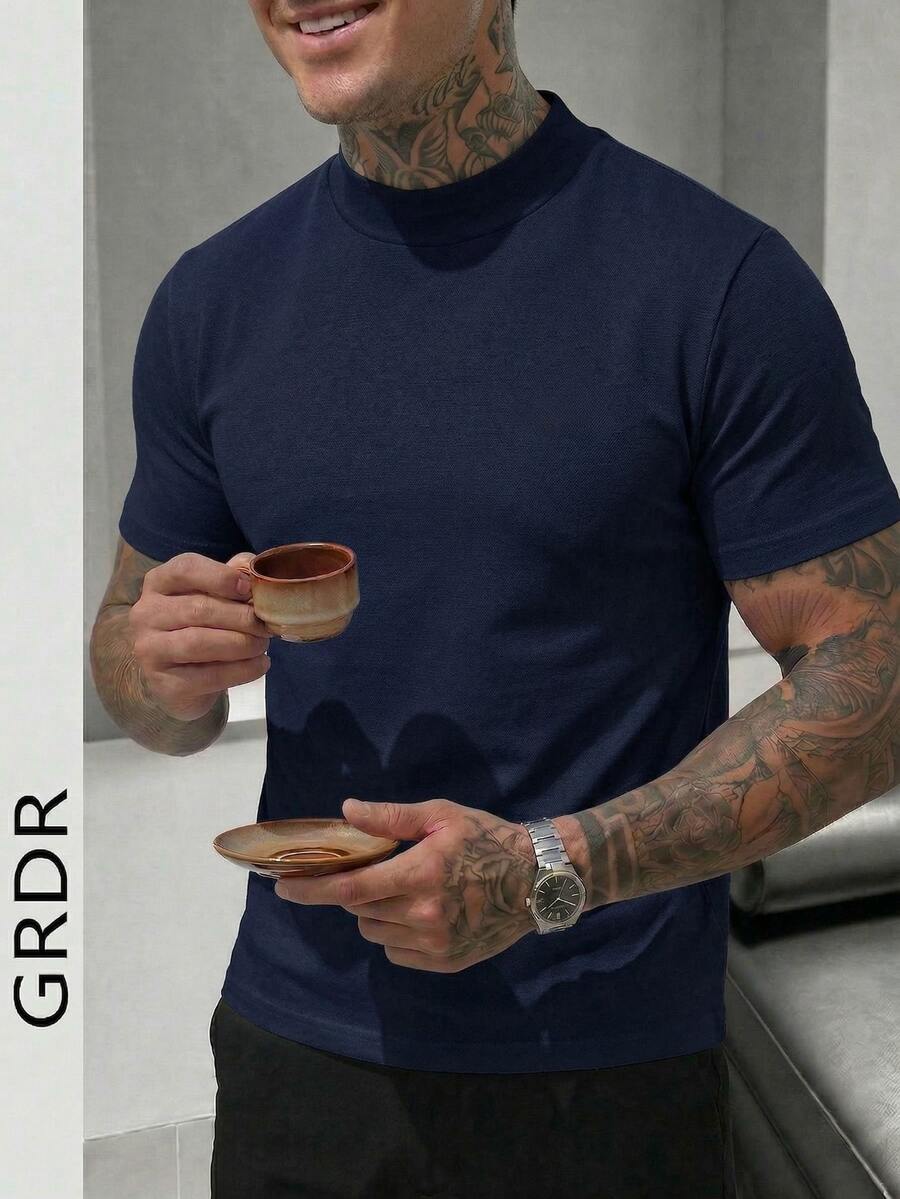 GRDR 男士时尚夏季短袖高领T恤