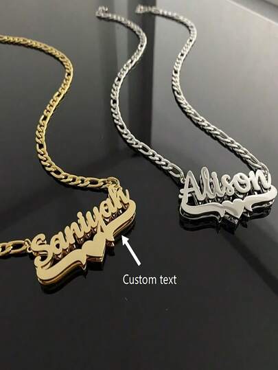 Dây chuyền mặt chữ khắc tên theo yêu cầu, dây chuyền mặt chữ đôi bằng vàng 18K khắc tên cá nhân, dây chuyền chữ bằng thép không gỉ, trang sức tối giản, hoàn hảo cho Ngày Valentine, Ngày của Mẹ, sinh nhật, kỷ niệm và các dịp đặc biệt.