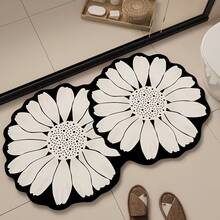 [Quick-Dry Non-Slip Bath Mat] 1pc Quick-Dry Diatomite Bath Mat - Non-Slip, Washable, Durable, Cartoon Pattern - Rectangular, Machine-Made, Solid, Polyester Fiber, Silica Gel Backing, Knitted Fabric - (5) - View 3