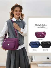 Elegant Minimalist Women's Crossbody Bag, Fashionable Casual Shoulder Bag, Multi-Pocket Design | Large Storage Capacity | Lightweight Nylon Fabric | Daily Shopping And Commuting | Versatile Casual Women's Bag | Multi-Compartment Organized Storage - Multicolor - View 2