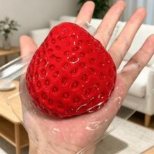 红色草莓造型慢回弹玩具，逼真水果纹理，慢回弹，柔软硅胶材质，减压解压玩具，趣味桌面装饰，办公/学习减压玩具，学生消磨时间神器，创意捏捏乐，节日/生日礼物，逼真水果造型减压玩具，便携式减压小工具 - 捏捏樂 - 查看 6