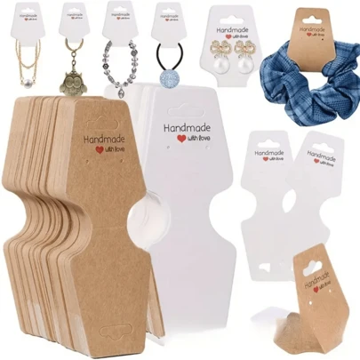 20/50/80pcs Kraft Paper Jewelry Display Cards, Suitable For Jewelry Price Tags, DIY Jewelry Display, Bracelet Display, Necklace Display