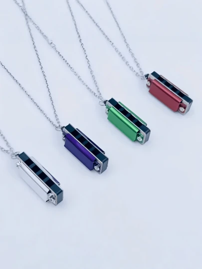 4pcs/Necklace-Style Harmonica, 4-Hole 8-Tone Mini Harmonica, An Instrument For Beginners To Learn To Play. Playable Harmonica, Song-Playing Harmonica, Mini Harmonica, Mini Guitar, Kazoo. Party Favors And Student Gifts.