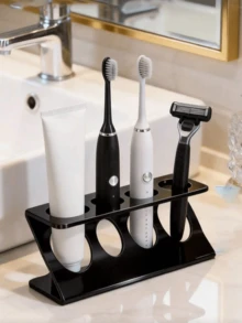 Electric Toothbrush Holder, 4-Slot Countertop Storage Rack, Sturdy Non-Slip Base, Strong And Compact To Save Space, Suitable For Toothpaste, Razor, Bathroom Vanity, Home, Dormitory, Apartment - Multicolor - View 5