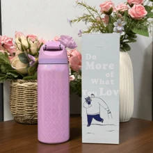 24Oz/32Oz Stainless Steel Water Bottle With Straw For Sports, Travel, And School Sports Water Bottle, Keeps Water Warm For Over 24 Hours, Sealable, Portable, Flip Top, Ideal For Hot And Cold Beverages, Coffee, And Frozen Drinks - G Tím - Xem 4