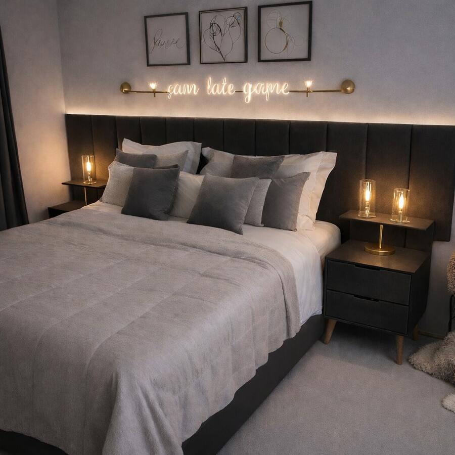 Dubai Modular Headboard Kit For Rectangular Upholstered Box Bed With 20x45 Cm Plate - Negro - Ver 1