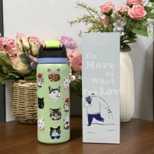 24Oz/32Oz Stainless Steel Water Bottle With Straw For Sports, Travel, And School Sports Water Bottle, Keeps Water Warm For Over 24 Hours, Sealable, Portable, Flip Top, Ideal For Hot And Cold Beverages, Coffee, And Frozen Drinks - Cat - 查看 4