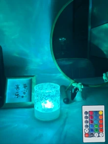 1pc 16-Color LED Wave Pattern USB Remote Touch Control Round Artistic Atmosphere Lamp, With Touch/Remote Control, Dimmable Ambient Lighting, Glass Art Decor Lamp, Starry Sky Atmosphere Light Suitable For Bedroom And Ceiling Decor, High-Quality Material And Craftsmanship, Perfect For Bedroom, Living Room, Wedding Party, Birthday Gift - Multicolor - View 4