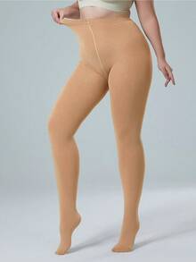 Women's Skin-Tone Tights, Fashionable Leg Shaper, Tight Fit Pantyhose For Autumn/Winter - Apricot - View 2