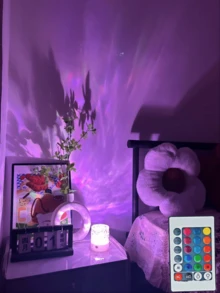 1pc Water Wave Projection Lamp, With Touch/Remote Control, 16 Dynamic Colors, USB Powered, Glass Art Decor Lamp, USB Wave Night Light Projector, Valentine's Day Decor, Room Decor, Bedroom, Gift - Multicolor - View 2