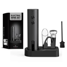 Premium Wine Accessory Gift Set, Including Electric/Manual Bottle Opener And All Necessary Accessories. Rechargeable Portable Version Suitable For Travel, Picnic And Camping, Perfect For Wine Enthusiasts. The Set Also Includes A Cleaning Brush. - Black - View 14