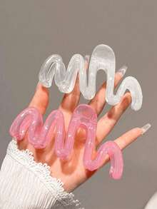 3/2 Stücke Kunststoff-Haarspangen mit Wellenmuster für Frauen, 11cm/4,3 Zoll Größe, Dopamin-Farbpalette, Modeaccessoires für Accessoires - Verschiedenfarbig - Übersicht 2