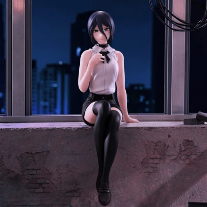 CSM Chainsaw Reze Noodle Topper Anime Action Figure, Desktop Decor, Collectible, Small Gift For Halloween, Christmas, Valentine's Day, Decoration, Car, Computer