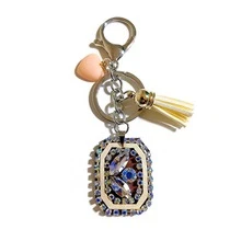 1pc Luxury Rhinestone Leather Geometric Shaped Bag Charm, Cute Heart Tassel Pendant, Fashionable Versatile Women Accessory, Backpack/Wallet Decor, Suitable As Gift For Friends - Beige - View 8