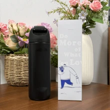 24Oz/32Oz Stainless Steel Water Bottle With Straw For Sports, Travel, And School Sports Water Bottle, Keeps Water Warm For Over 24 Hours, Sealable, Portable, Flip Top, Ideal For Hot And Cold Beverages, Coffee, And Frozen Drinks - Đen - Xem 5