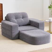 Futons - LIGHT GREY + Velvet + 1 Seat - View 1