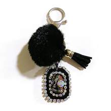 1 chiếc móc khóa túi hình trái tim phong cách Bohemian, làm thủ công bằng da đính đá, phụ kiện trang trí balo ngoài trời, phụ kiện đa năng dành cho nữ, thích hợp làm quà tặng sinh nhật, ngày lễ và tiệc tùng, quà tặng hàng ngày cho phái đẹp. - màu đen - Xem 8