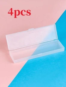 4-Piece Buckle-Type Transparent Cosmetic Brush Desktop Small Item Storage Box, Flip-Top Design For Easy Access And Organization, Dustproof Travel Storage Box, Suitable For Cosmetic Brushes, Tableware, Beauty Tools And Utensils (One Size Fits All) - Clear - View 11