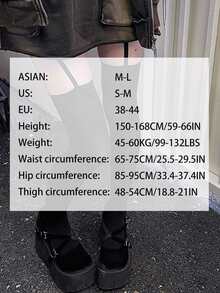 1件Y2K朋克风吊带过膝长筒袜，性感黑色修身过膝袜，Y2K美学 - 黑色 - 查看 3