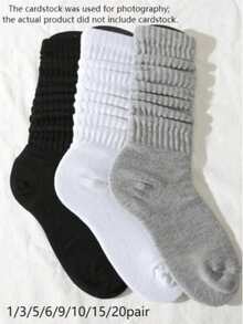 3 Pairs/6 Pairs/10 Pairs/20 Pairs Knitted Socks, Autumn/Winter - Multicolor - View 10