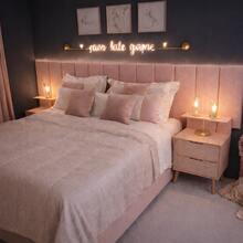 Dubai Modular Headboard Kit For Rectangular Upholstered Box Bed With 20x45 Cm Plate - Baby Pink - View 1